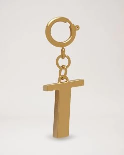 Alphabet Brass Keyring - T Gold