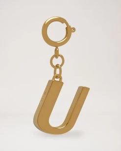 Alphabet Brass Keyring - U Gold