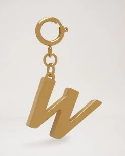 Alphabet Brass Keyring - W Gold
