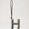 Bi-Colour Leather Keyring- H Mulberry Green & Chalk 2 Bi-Colour Leather Keyring- H Mulberry Green & Chalk -Fashion Bag Store G RK5733 657Z948