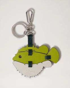 Puffer Fish Puzzle Keyring Acid Green, Mulberry Green & Chalk