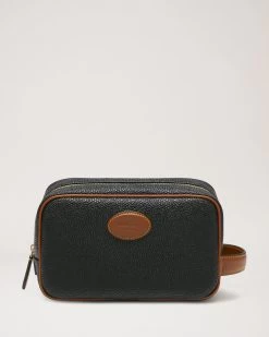 Scotchgrain Wash Case Black & Cognac