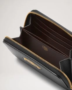 Mulberry Plaque Small Zip Around Purse Black -Fashion Bag Store G RL5680 013A100 2