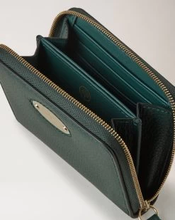 Mulberry Plaque Small Zip Around Purse Mulberry Green -Fashion Bag Store G RL5680 205Q633 2