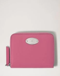 Mulberry Plaque Small Zip Around Purse Geranium Pink