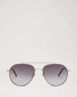 Tony Pilot Sunglasses Silver & Charcoal Grey