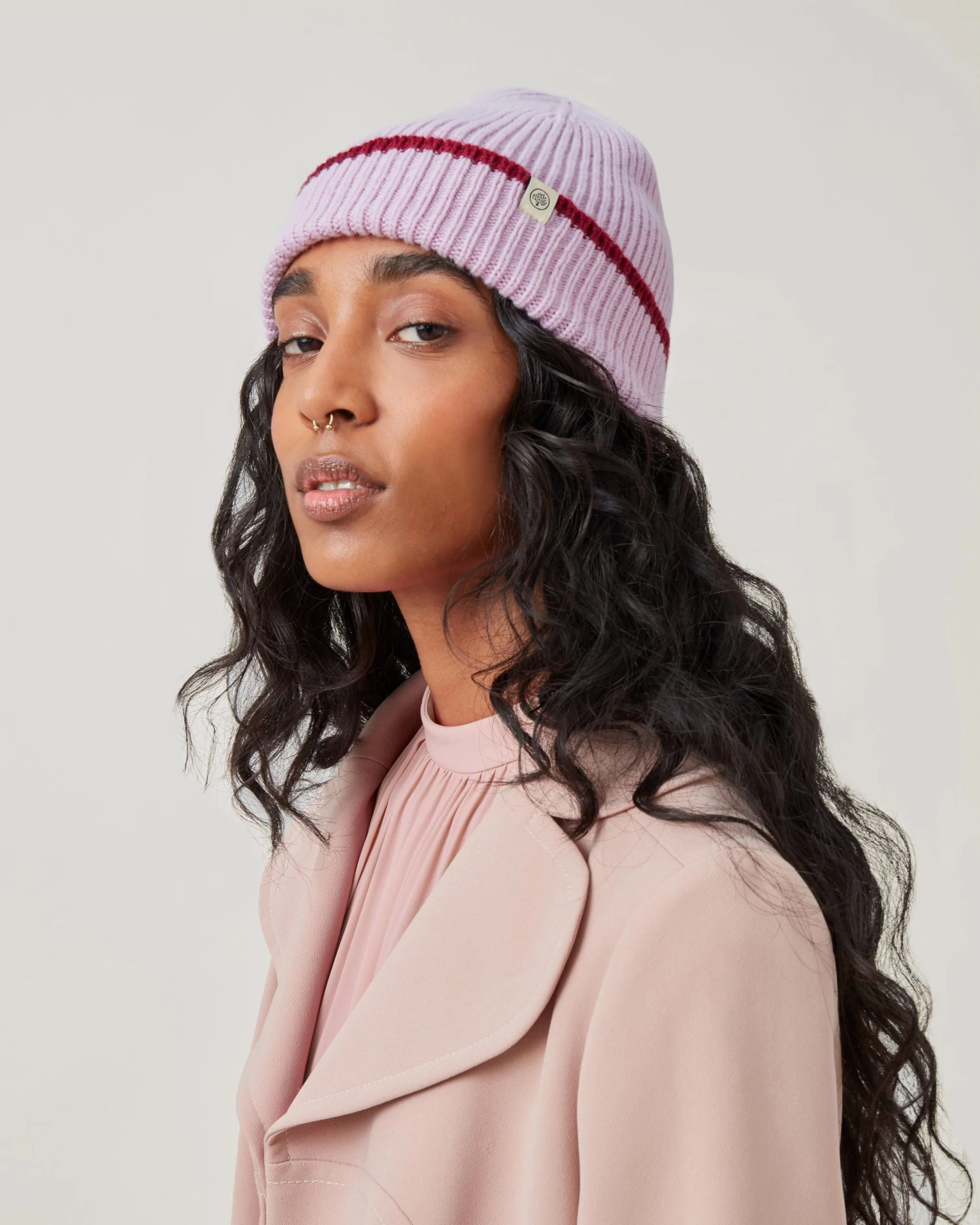 Solid Knitted Beanie Lilac Blossom 4 Solid Knitted Beanie Lilac Blossom - Image 2