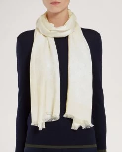 Mulberry Tree Rectangular Scarf Cream -Fashion Bag Store G VS4225 762H130 3