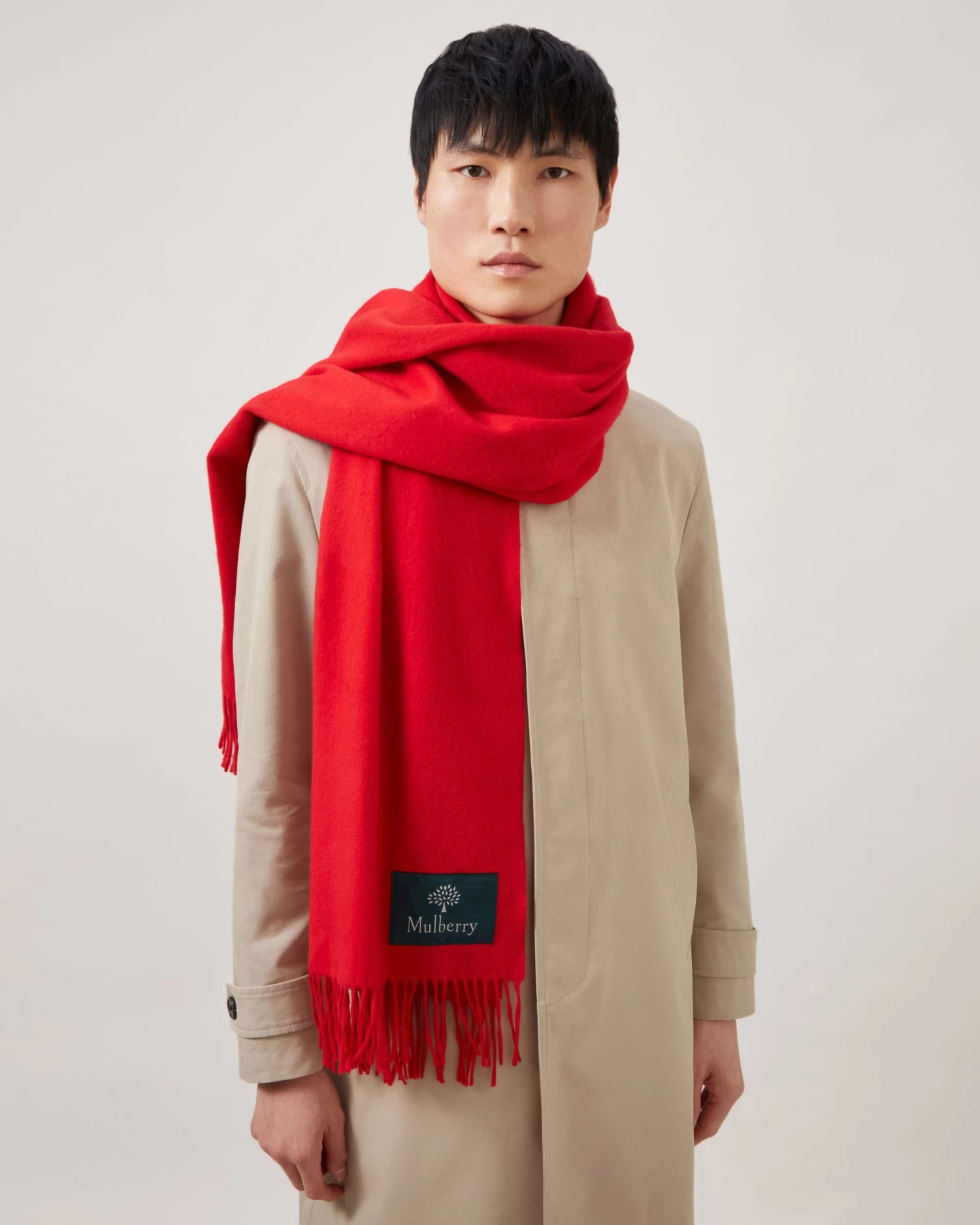 Solid Merino Wool Scarf Lancaster Red 5 Solid Merino Wool Scarf Lancaster Red - Image 3