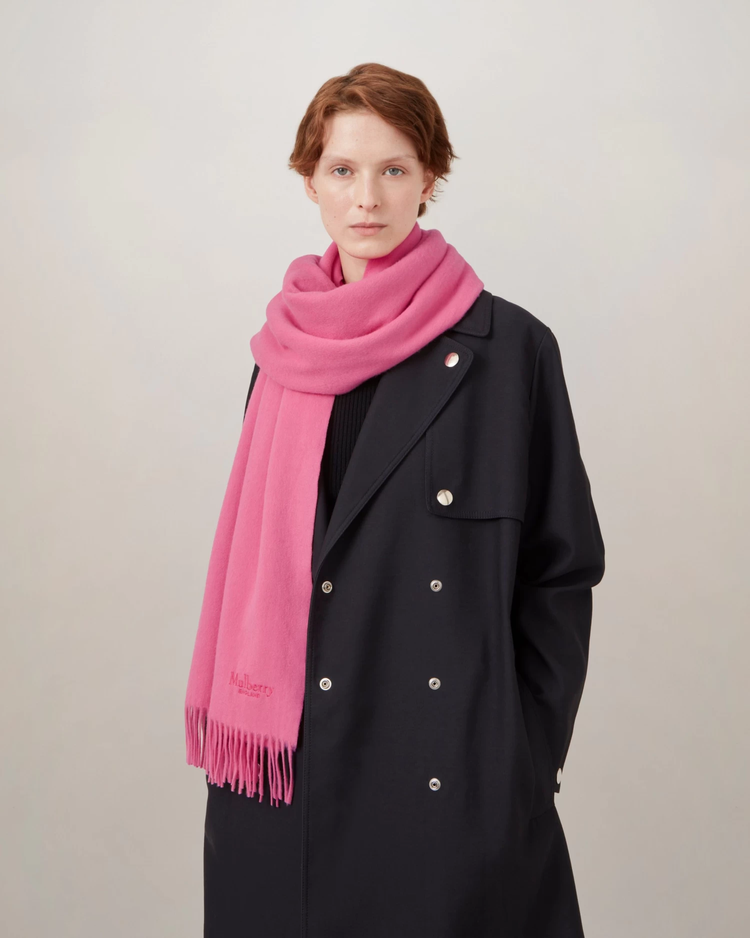 Solid Merino Wool Scarf Geranium Pink 6 Solid Merino Wool Scarf Geranium Pink - Image 4