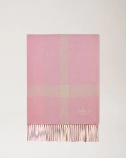Large Check Lambswool Scarf Bright Pink