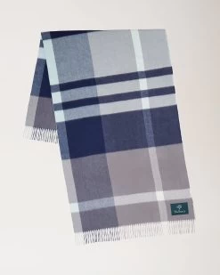 Large Check Merino Wool Scarf Charcoal