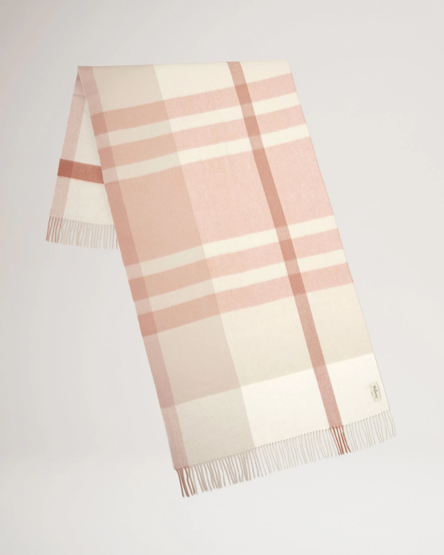Large Check Merino Wool Scarf Maple-White 4 Large Check Merino Wool Scarf Maple-White - Image 2