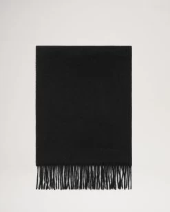 Small Solid Lambswool Scarf Black