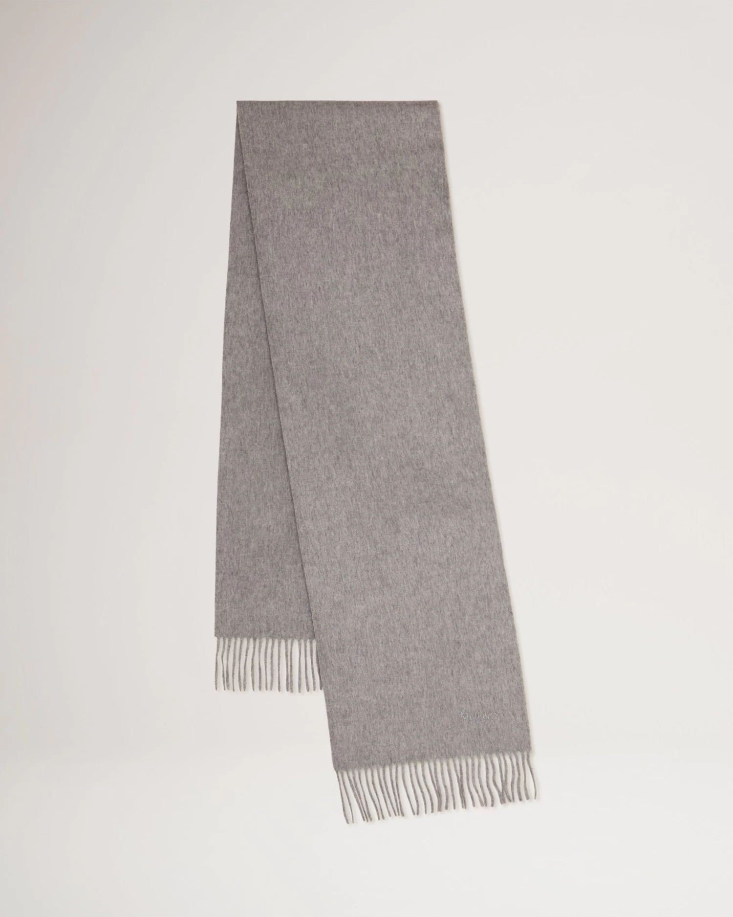 Small Solid Merino Wool Scarf Light Grey Melange Merino 4 Small Solid Merino Wool Scarf Light Grey Melange Merino - Image 2