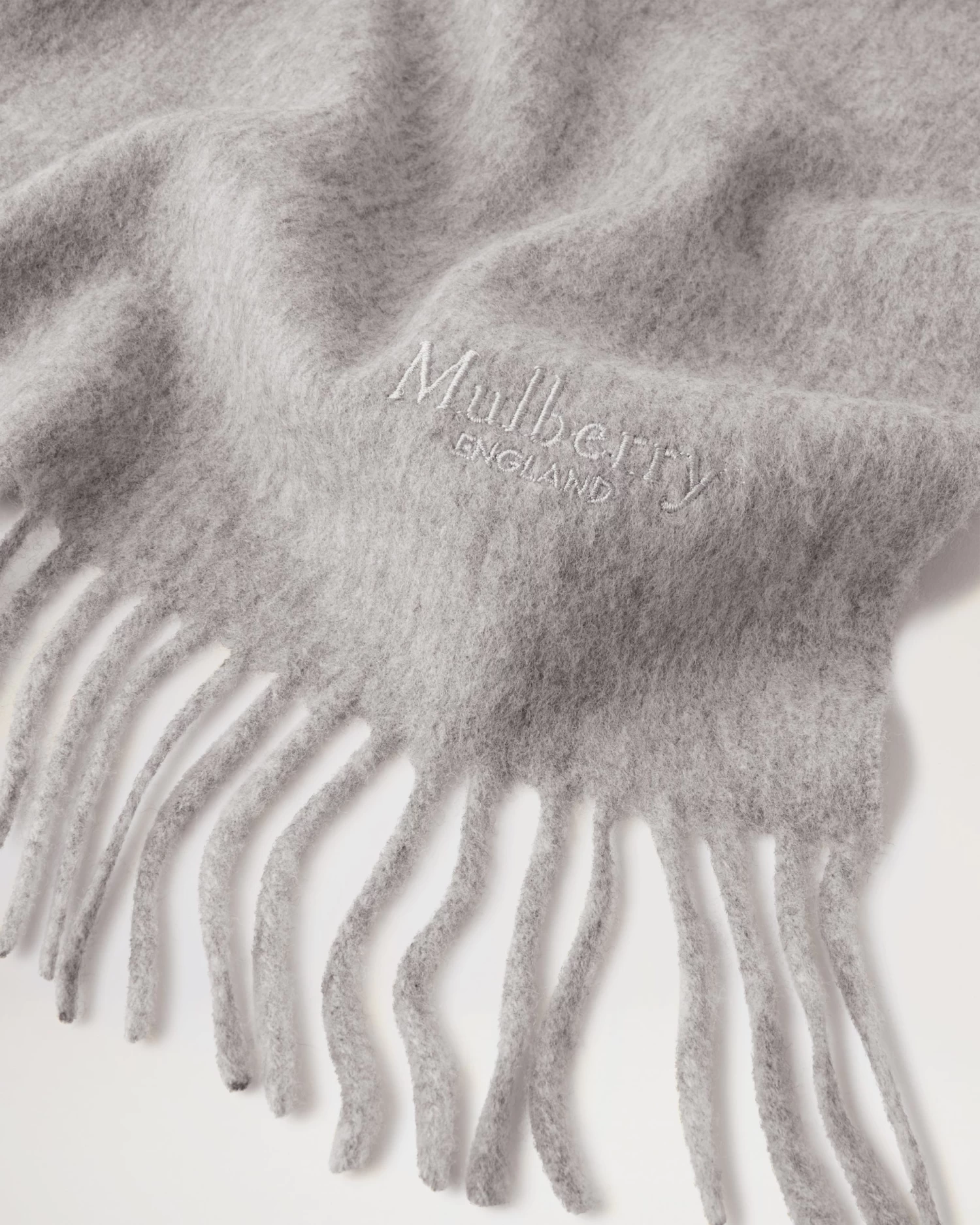 Small Solid Merino Wool Scarf Light Grey Melange Merino 5 Small Solid Merino Wool Scarf Light Grey Melange Merino - Image 3