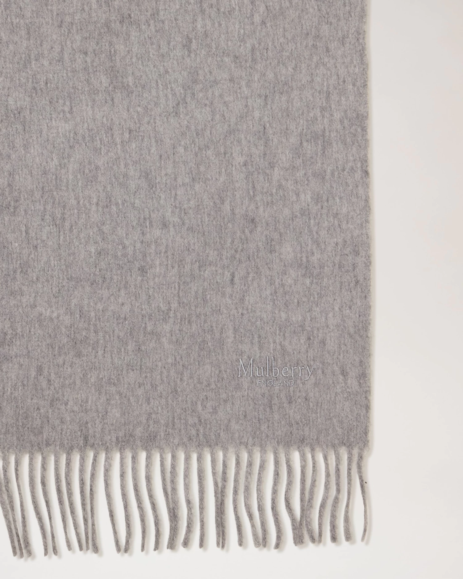 Small Solid Merino Wool Scarf Light Grey Melange Merino 6 Small Solid Merino Wool Scarf Light Grey Melange Merino - Image 4