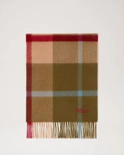 Small Check Lambswool Scarf Moss