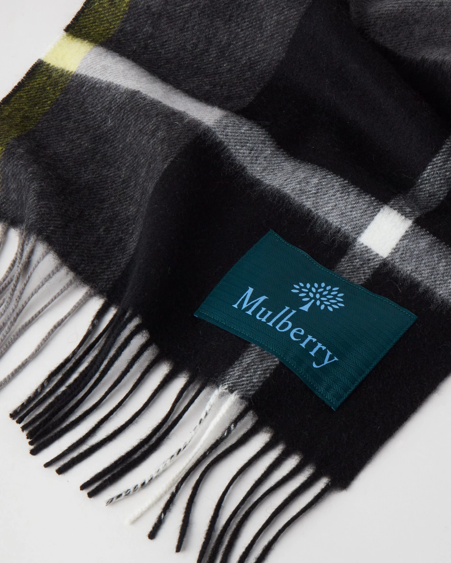 Small Check Lambswool Scarf Yellow 4 Small Check Lambswool Scarf Yellow - Image 2