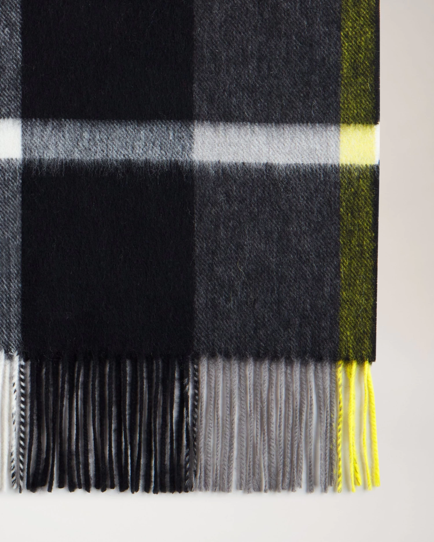 Small Check Lambswool Scarf Yellow 6 Small Check Lambswool Scarf Yellow - Image 4