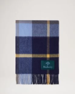 Small Check Lambswool Scarf Cornflower Blue
