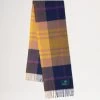 Small Check Merino Wool Scarf Sapphire & Double Yellow 1 Small Check Merino Wool Scarf Sapphire & Double Yellow -Fashion Bag Store G VS4319 874U174