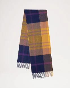 Small Check Merino Wool Scarf Sapphire & Double Yellow 10 Small Check Merino Wool Scarf Sapphire & Double Yellow -Fashion Bag Store G VS4319 874U174 3