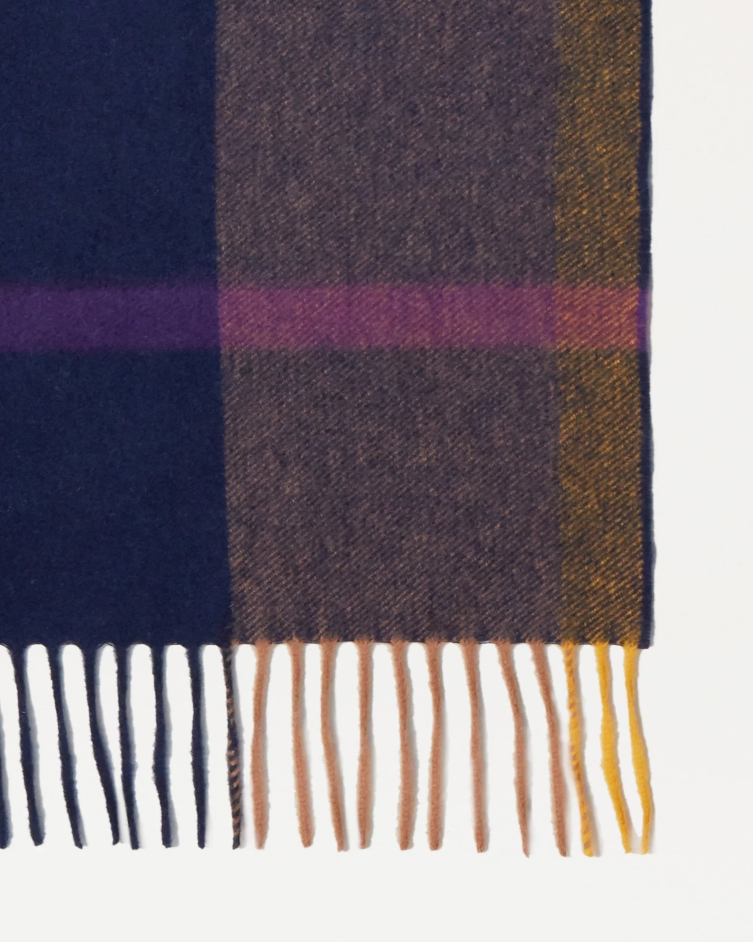 Small Check Merino Wool Scarf Sapphire & Double Yellow 8 Small Check Merino Wool Scarf Sapphire & Double Yellow - Image 6