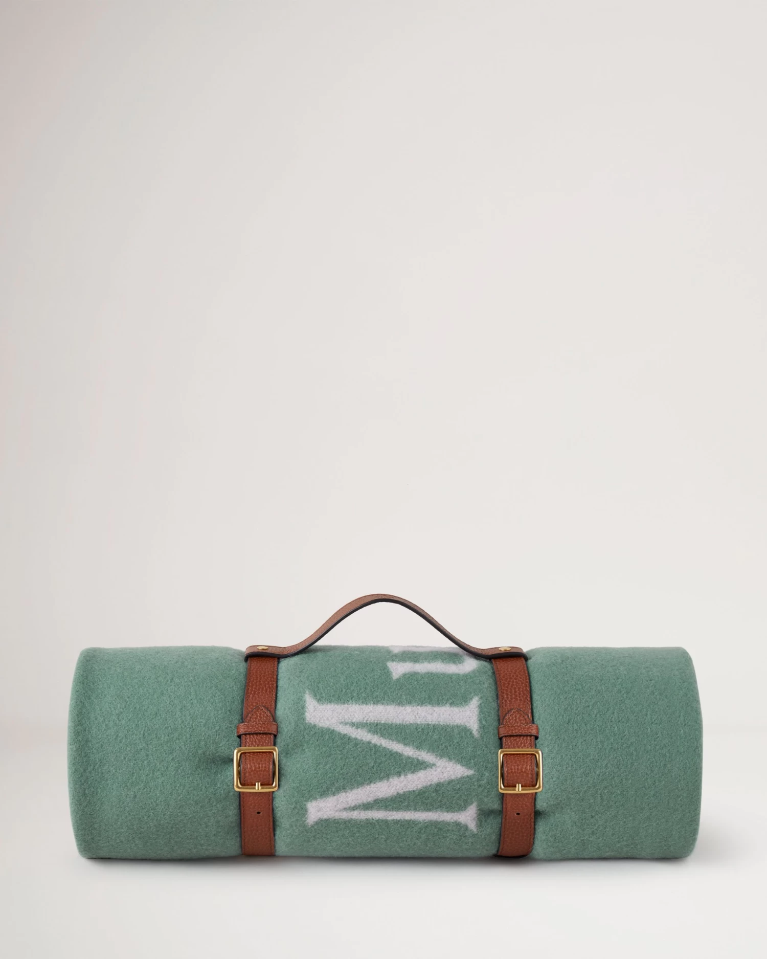 Logo Throw Blanket With Leather Belt Cambridge Green 3 Logo Throw Blanket With Leather Belt Cambridge Green