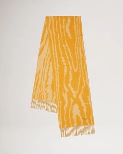 Cashmere Blend Moire Scarf Double Yellow