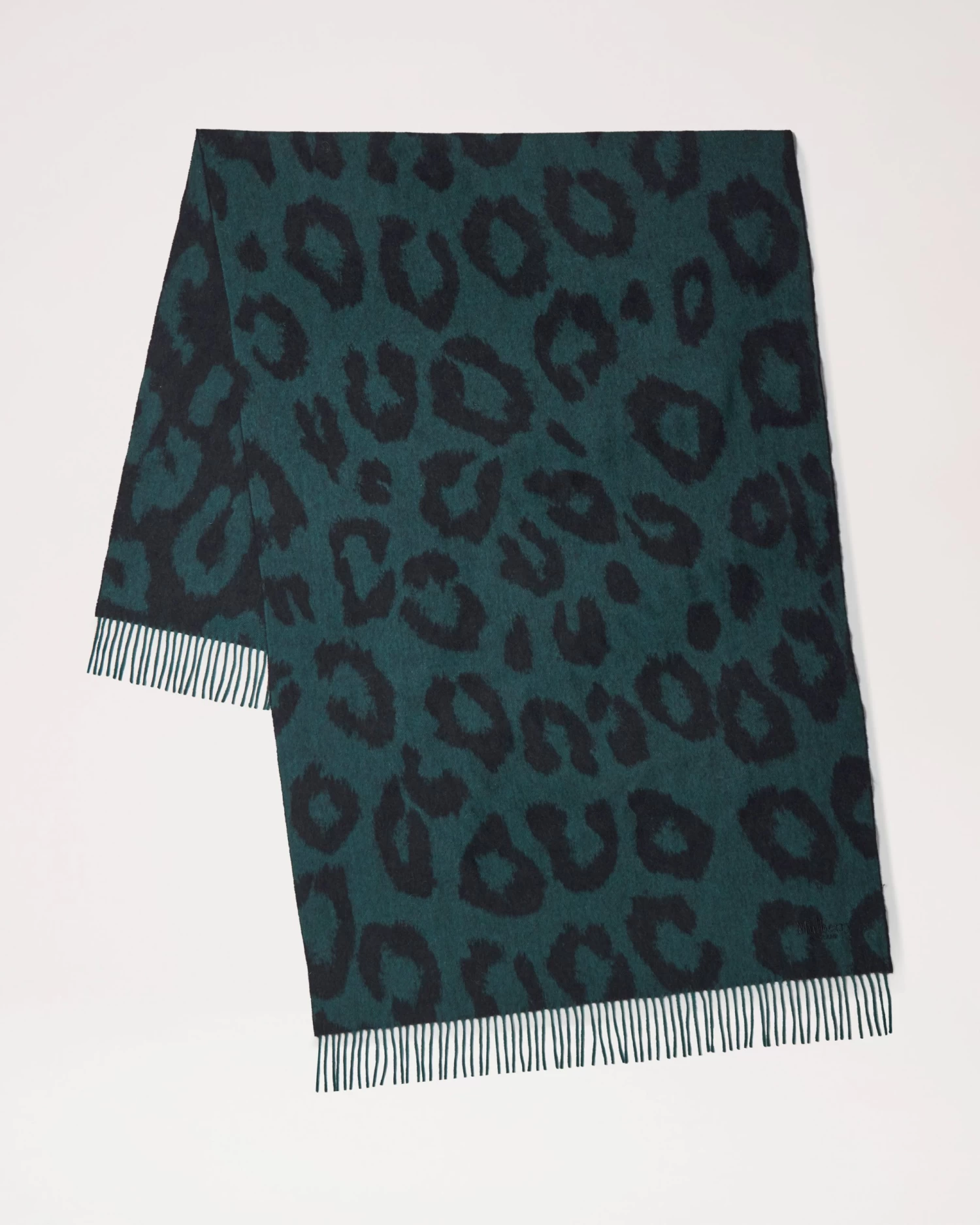 Leopard Merino Wool Scarf Mulberry Green & Black 3 Leopard Merino Wool Scarf Mulberry Green & Black
