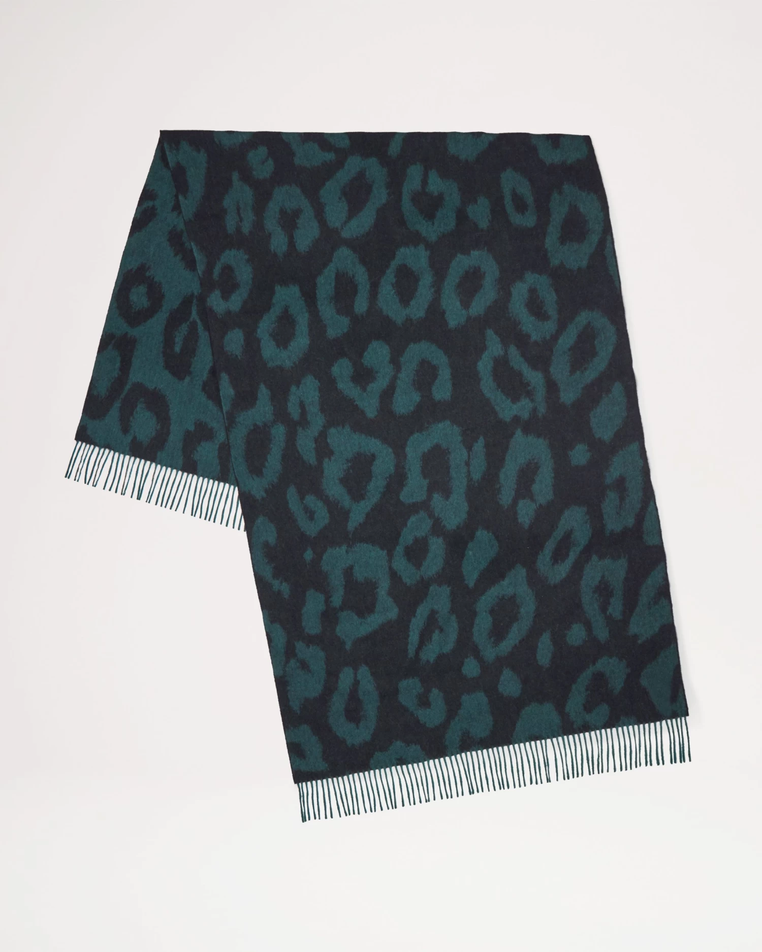 Leopard Merino Wool Scarf Mulberry Green & Black 4 Leopard Merino Wool Scarf Mulberry Green & Black - Image 2