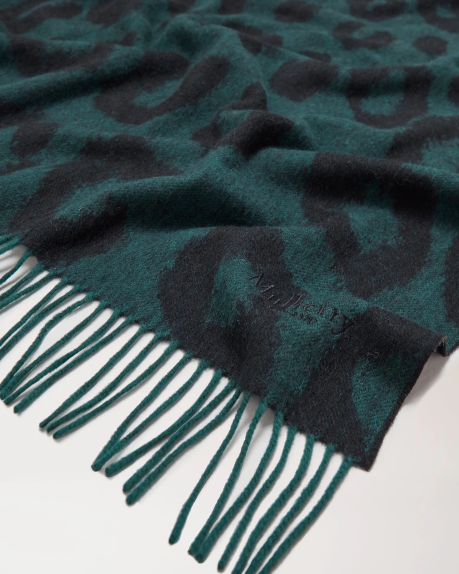 Leopard Merino Wool Scarf Mulberry Green & Black 5 Leopard Merino Wool Scarf Mulberry Green & Black - Image 3