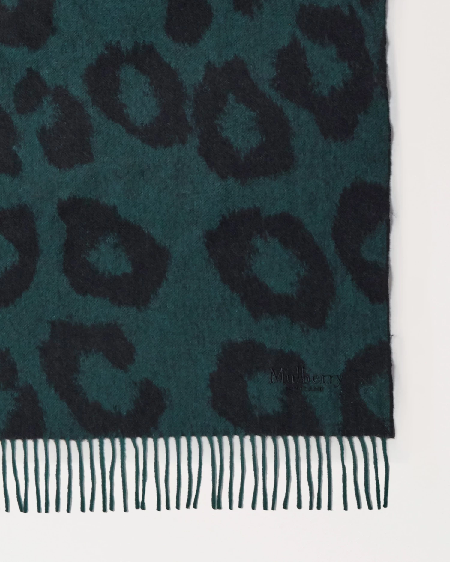 Leopard Merino Wool Scarf Mulberry Green & Black 7 Leopard Merino Wool Scarf Mulberry Green & Black - Image 5