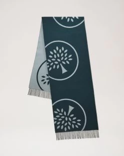 Mulberry Tree Merino Wool Scarf Mulberry Green & Acrylic Green