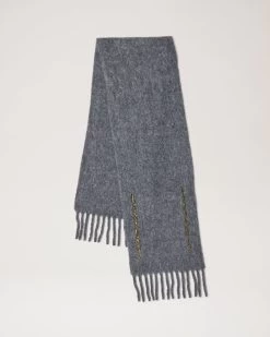 Alpaca Patch Solid Scarf Charcoal -Fashion Bag Store G VS4690 858C110 5