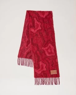 Camo Alpaca Scarf Lancaster Red & Mulberry Pink