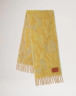 Camo Alpaca Scarf Double Yellow & Charcoal