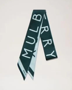 Logo Skinny Scarf Mulberry Green & Acrylic Green