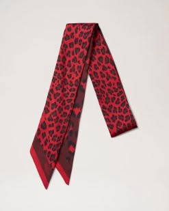 Leopard Skinny Scarf Oxblood & Lancaster Red