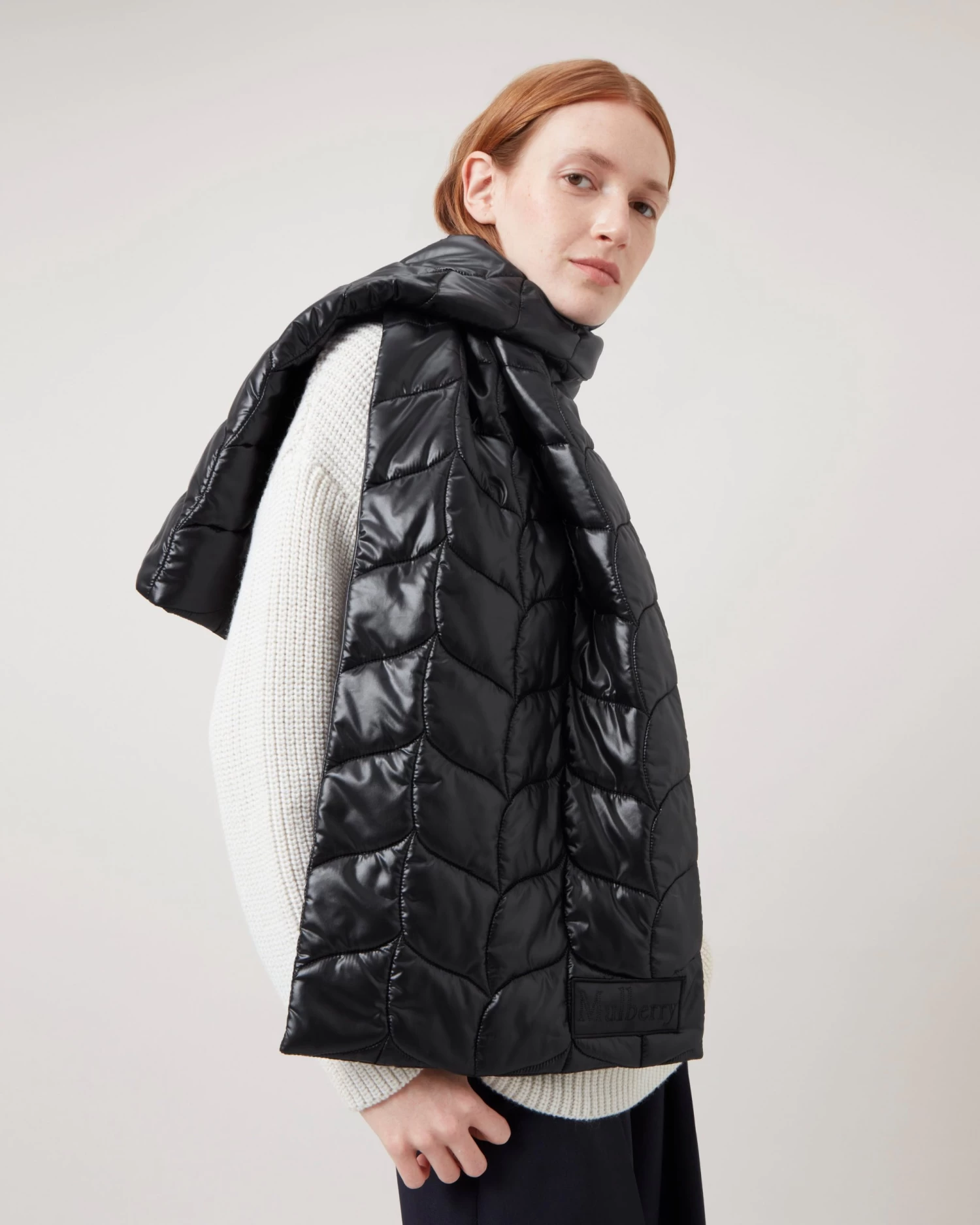 Softie Quilted Nylon Scarf Black 4 Softie Quilted Nylon Scarf Black - Image 2