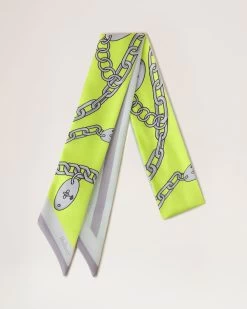 Bayswater With Chains Skinny Scarf Acid Green-Pale Grey