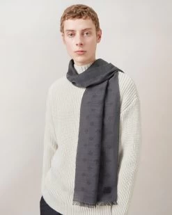 Mulberry Tree Jacquard Rectangular Scarf Charcoal -Fashion Bag Store G VS4730 898C110 4