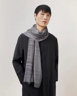 Wave Jacquard Logo Border Rectangular Scarf Black-Charcoal 9 Wave Jacquard Logo Border Rectangular Scarf Black-Charcoal -Fashion Bag Store G VS4731 900A512 4
