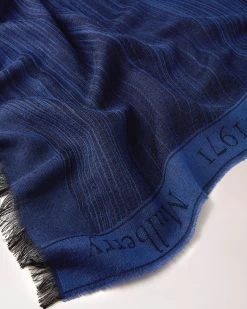 Wave Jacquard Logo Border Rectangular Scarf Black-Sapphire 8 Wave Jacquard Logo Border Rectangular Scarf Black-Sapphire -Fashion Bag Store G VS4731 900A933 3