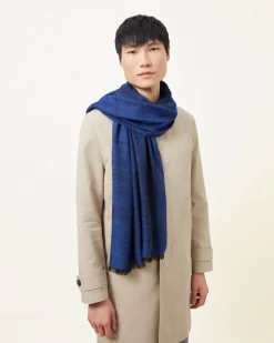 Wave Jacquard Logo Border Rectangular Scarf Black-Sapphire 9 Wave Jacquard Logo Border Rectangular Scarf Black-Sapphire -Fashion Bag Store G VS4731 900A933 4