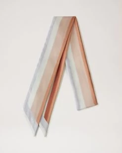 Soft Stripe Skinny Scarf Maple & Pale Grey