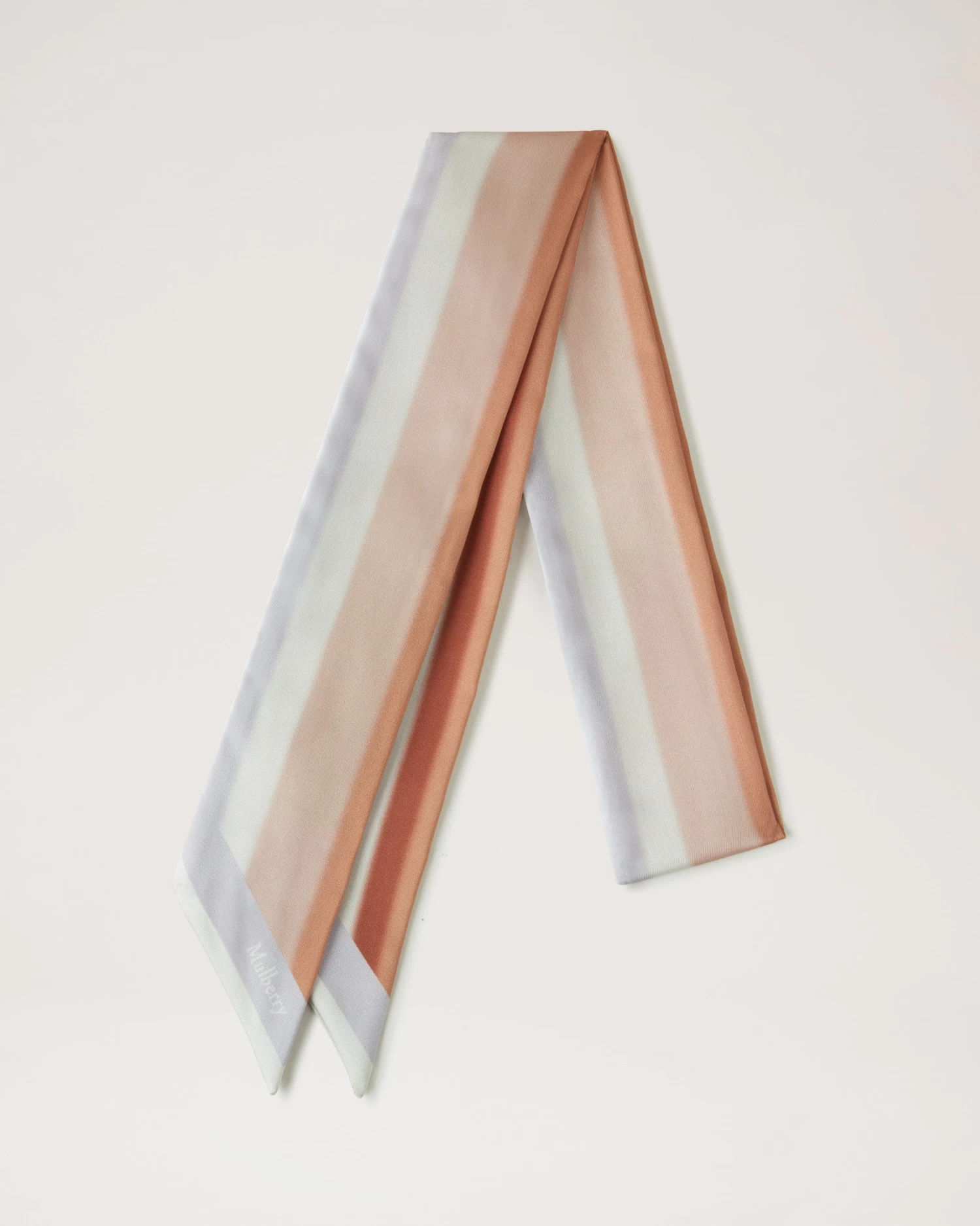 Soft Stripe Skinny Scarf Maple & Pale Grey 3 Soft Stripe Skinny Scarf Maple & Pale Grey