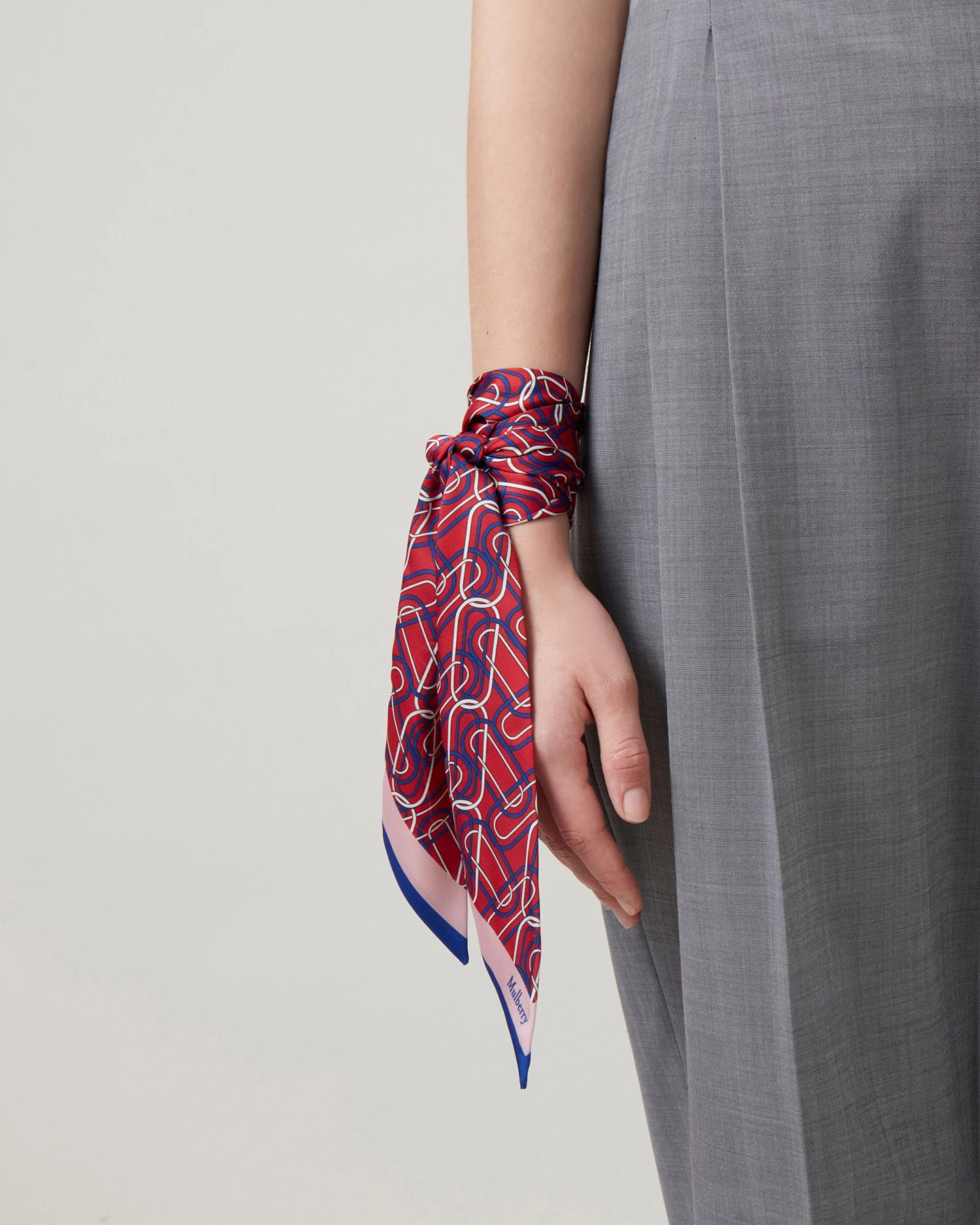 Softie Chain Skinny Scarf Lancaster Red & Powder Rose 4 Softie Chain Skinny Scarf Lancaster Red & Powder Rose - Image 2