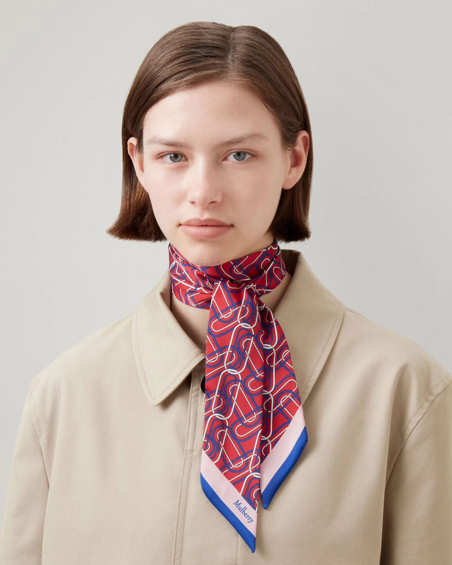 Softie Chain Skinny Scarf Lancaster Red & Powder Rose 6 Softie Chain Skinny Scarf Lancaster Red & Powder Rose - Image 4